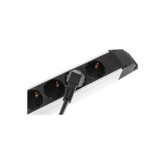 S-Impuls Alu Power Strip 4-Way - 4 Sockets, 15 Meter Cable, Sleek Black Design - Ultimate Power Solution!